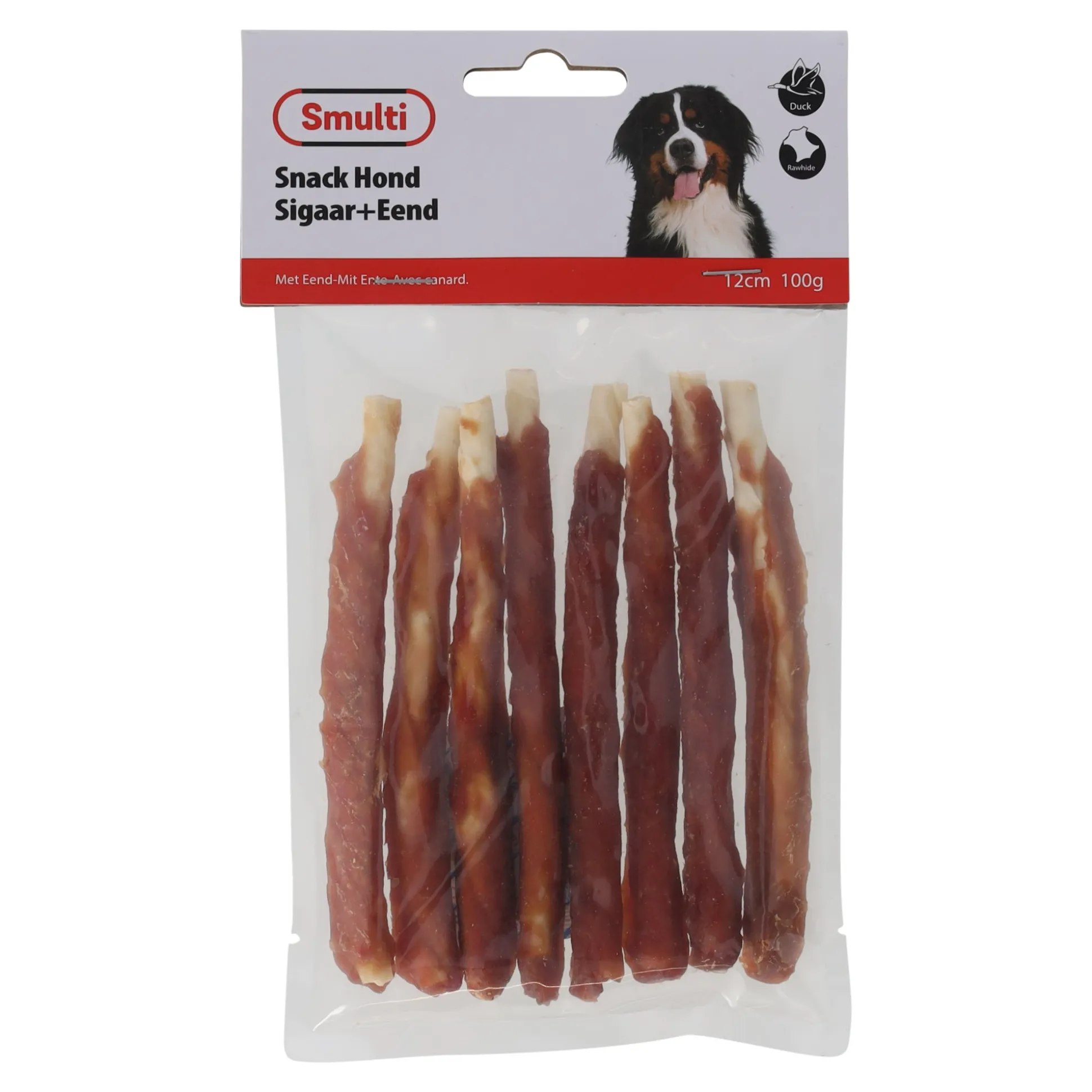 Hondensnack sigaar+eend 12cm 100G