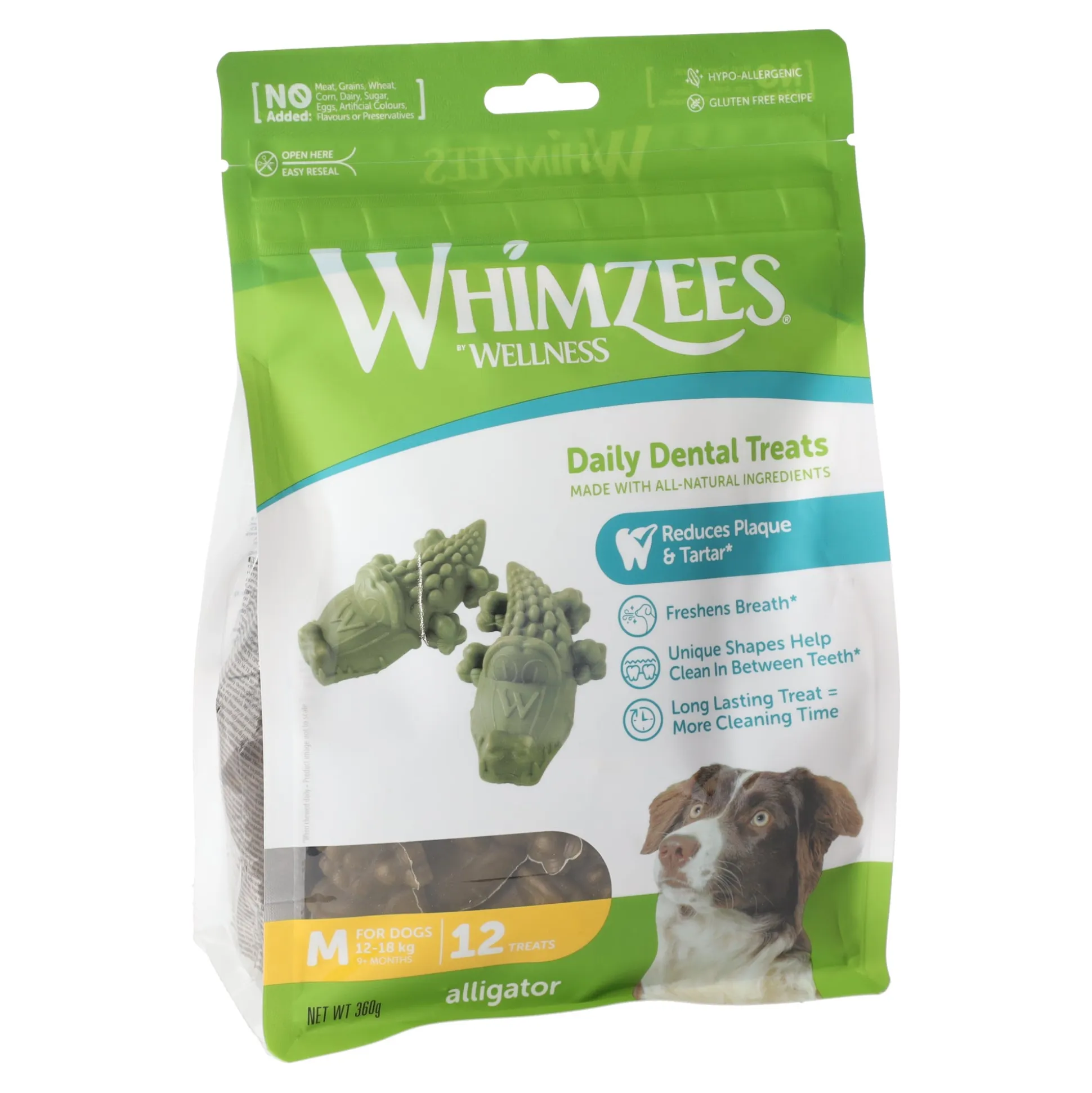 Hondensnack veggie alligator M 12st Whimzees