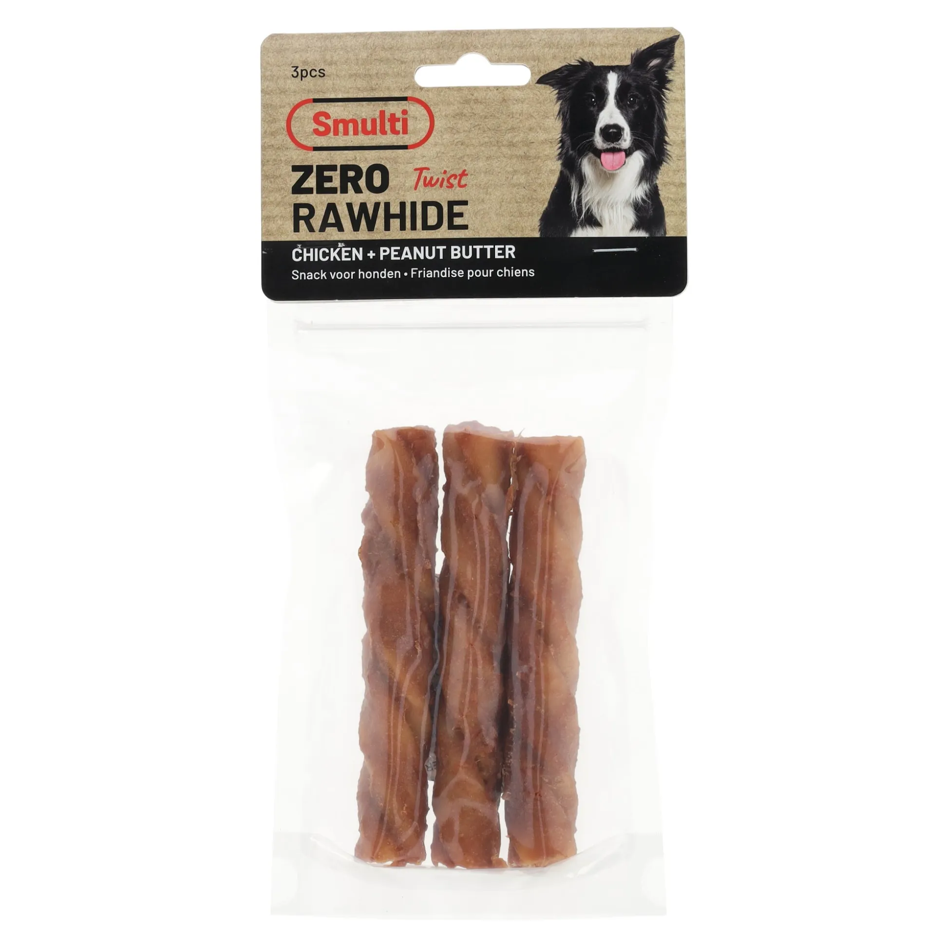 Hondensnack zero rawhide twist kip met pindakaas 12,...