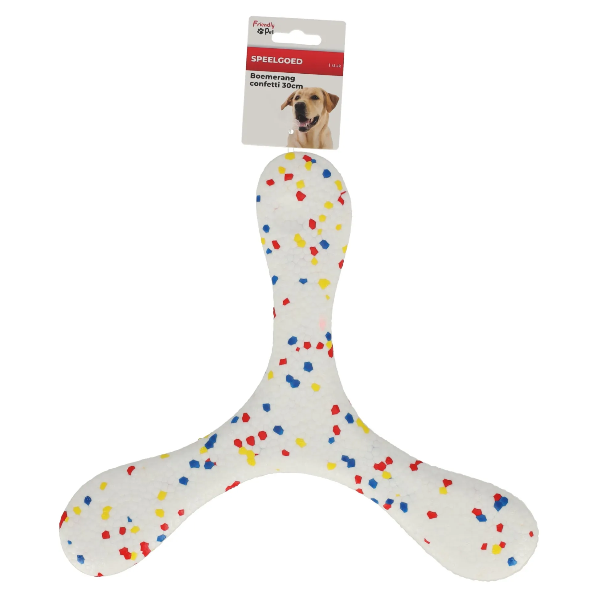 Hondenspeelgoed boemerang confetti 30cm