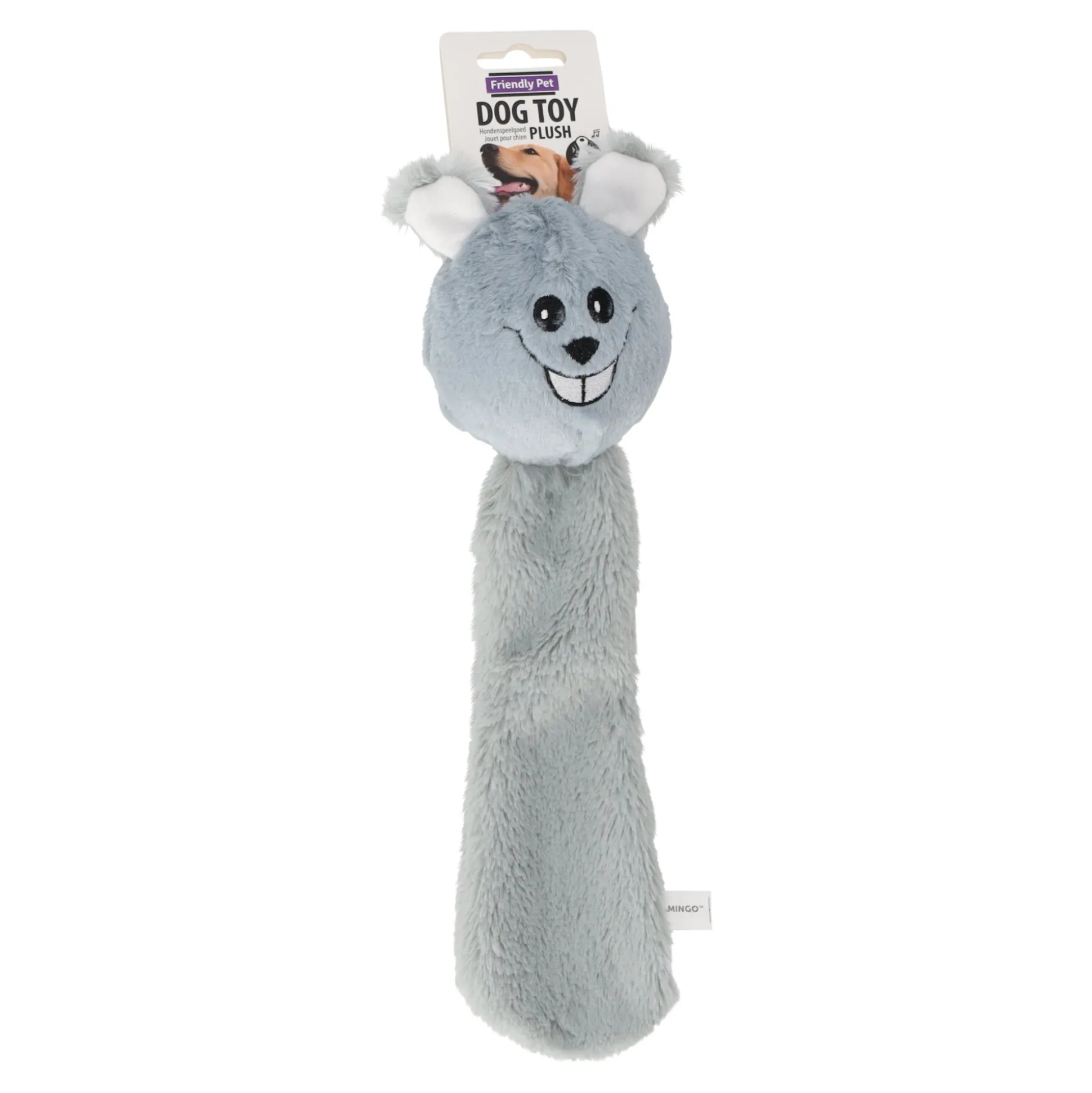 Hondenspeelgoed pluche muis Lulu grijs