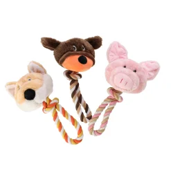 Hondenspeelgoed plush hoofd+lus 30cm assorti
