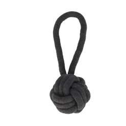 Hondenspeelgoed Ringo touw bal grijs D8,5cm 15mm 25cm