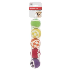 Hondenspeelgoed tennisbal ruit 6 cm 5st.