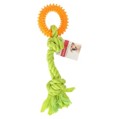 Hondenspeelgoed touw+ring TPR oranje