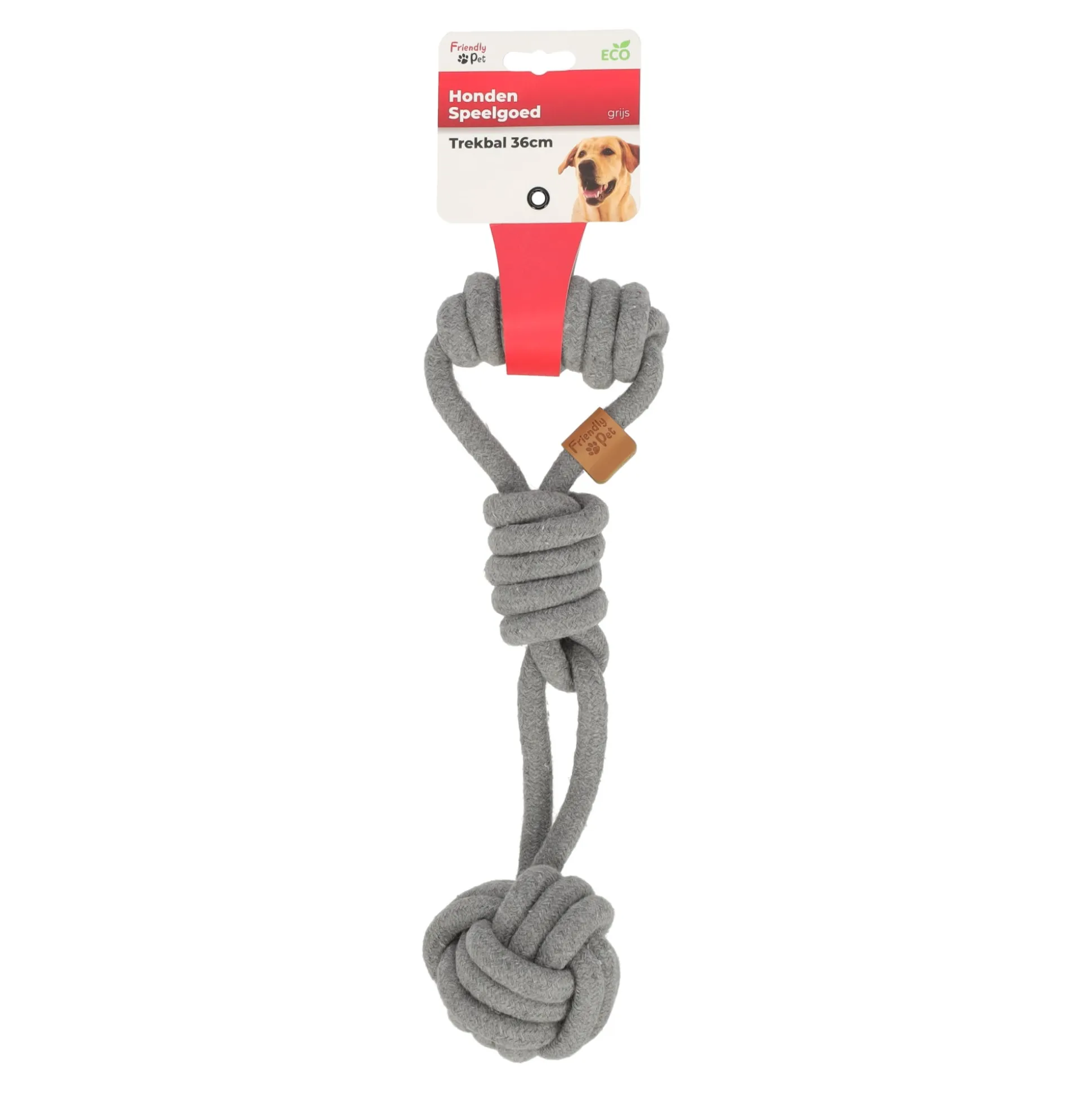 Hondenspeelgoed trekbal 36cm grijs eco
