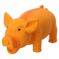 Hondenspeelgoed varken latex 16cm oranje