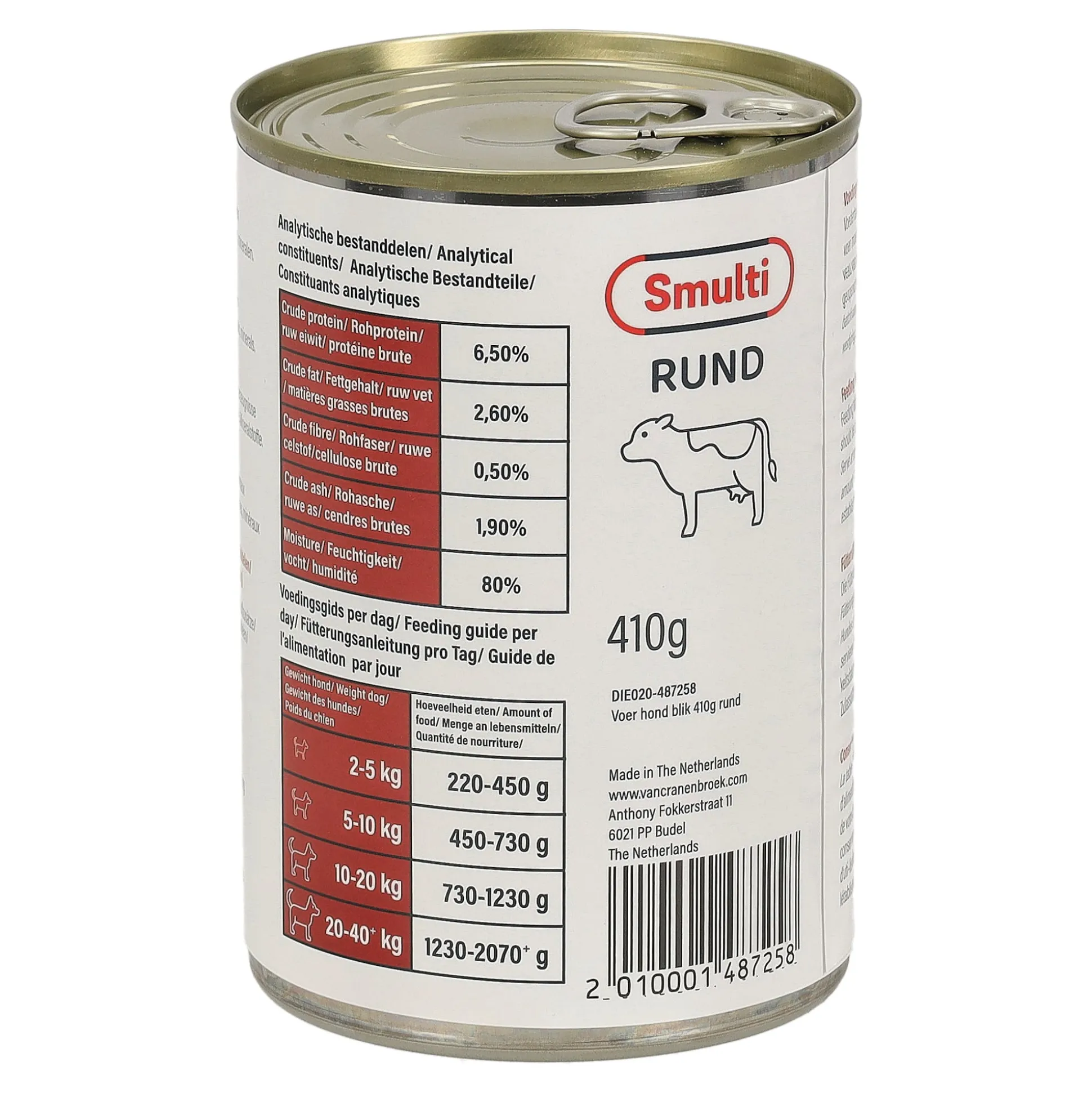 Hondenvoer Blik 410 gram Rund Smulti