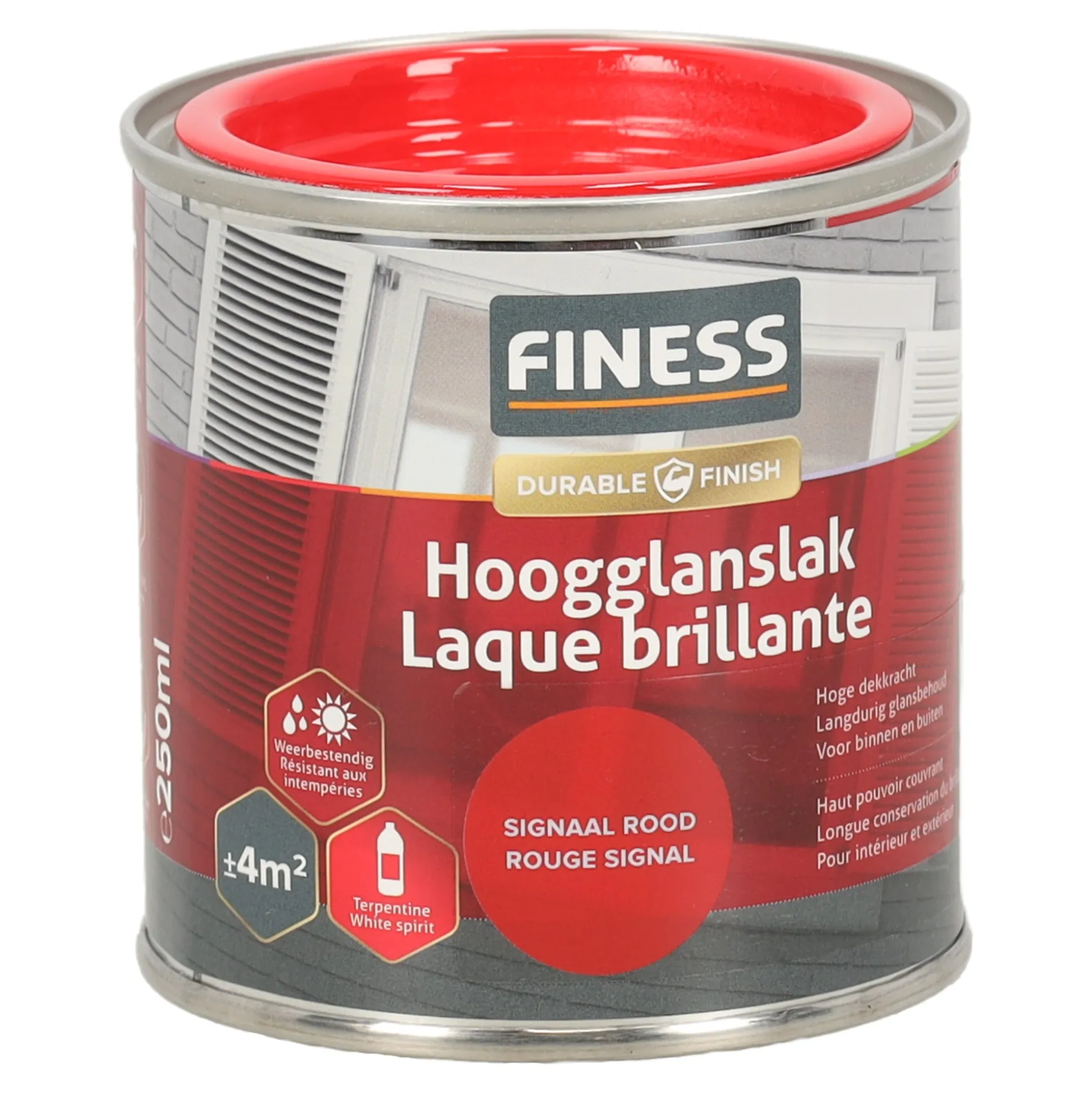 Hoogglans signaal rood 1431 250ml Finess