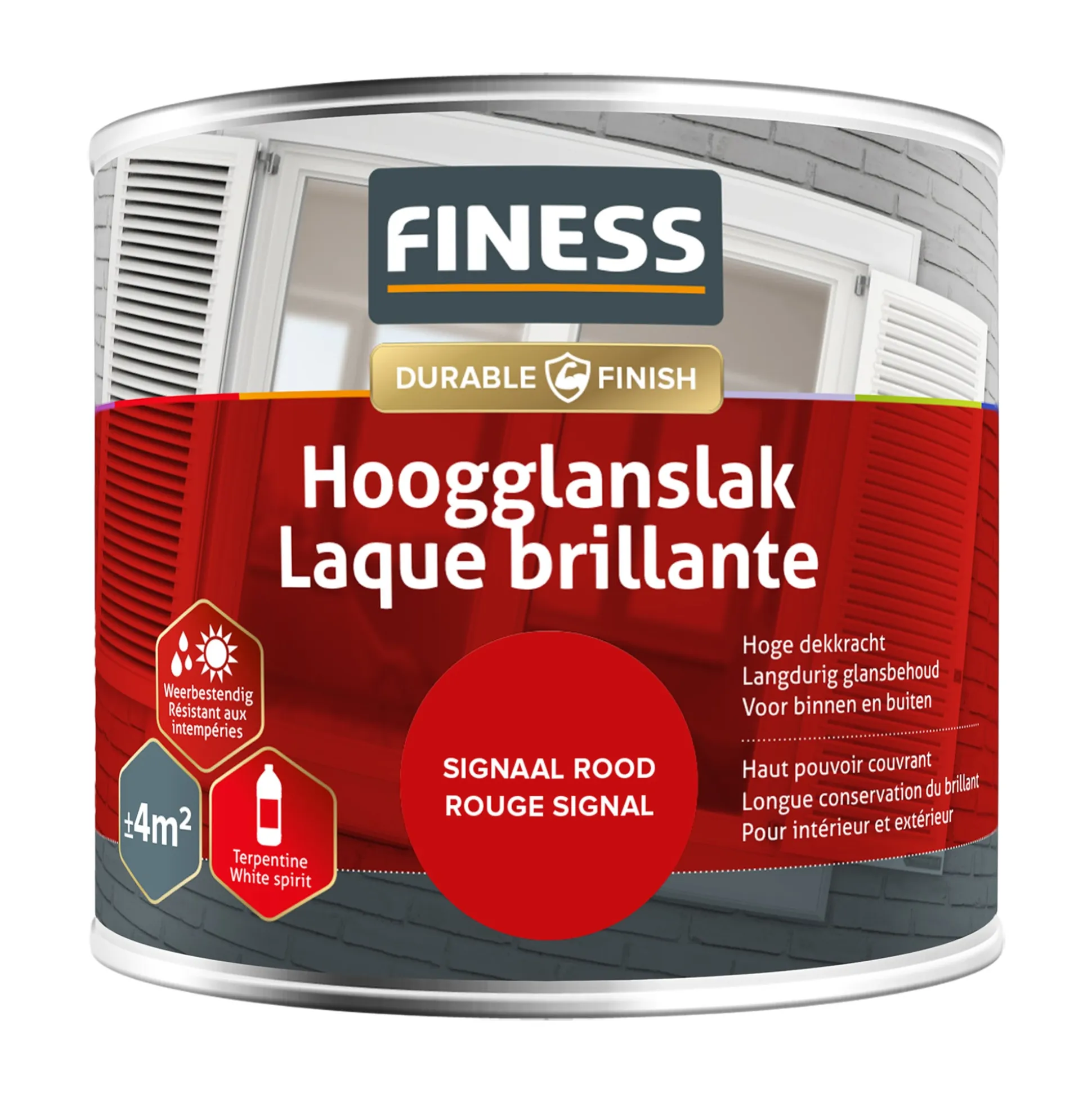 Hoogglans signaal rood 1431 250ml Finess
