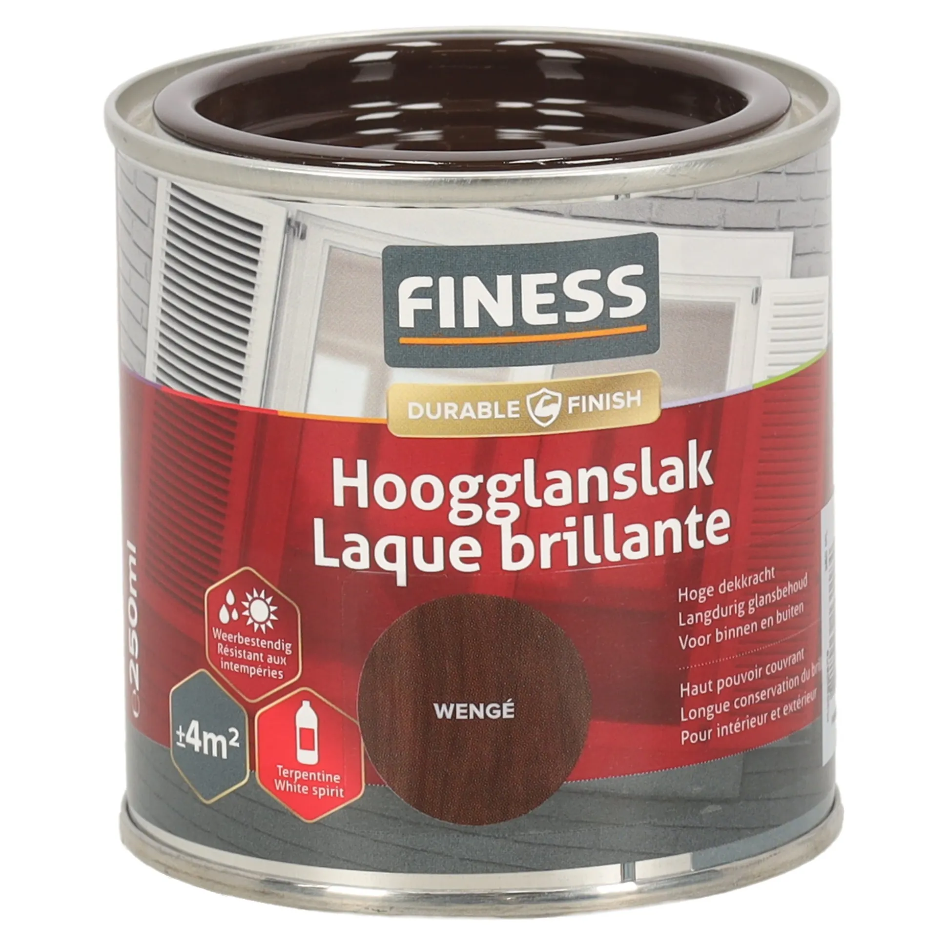 Hoogglans wengé bruin 1449 250ml Finess