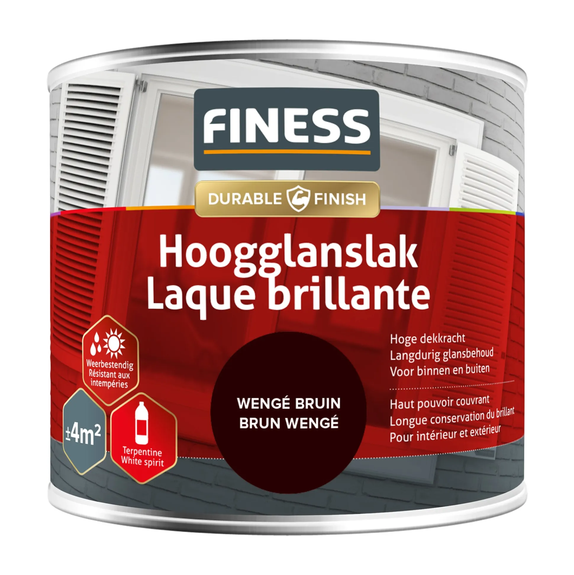Hoogglans wengé bruin 1449 250ml Finess
