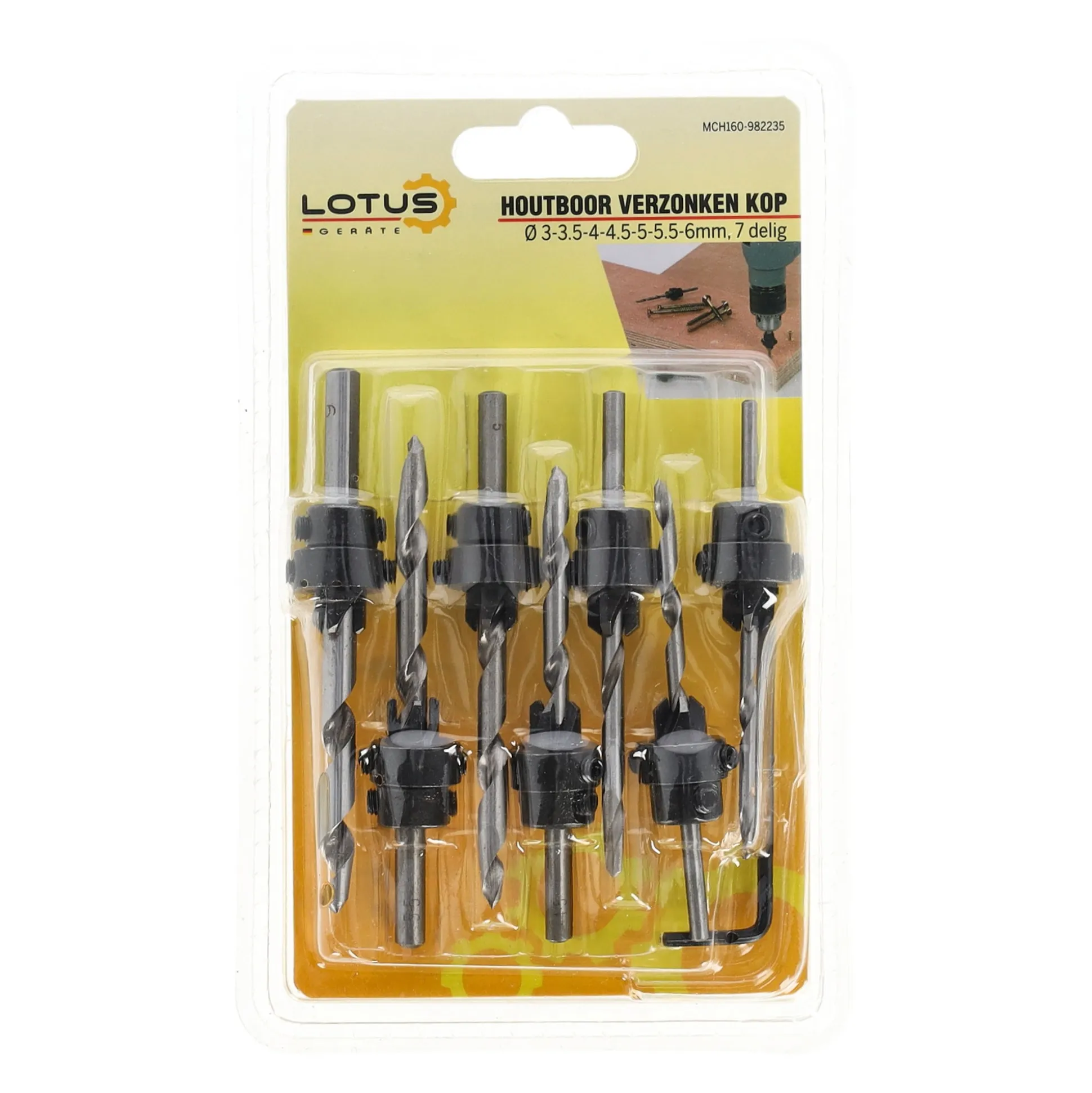 Houtboor verzonken kop 7-delig Lotus
