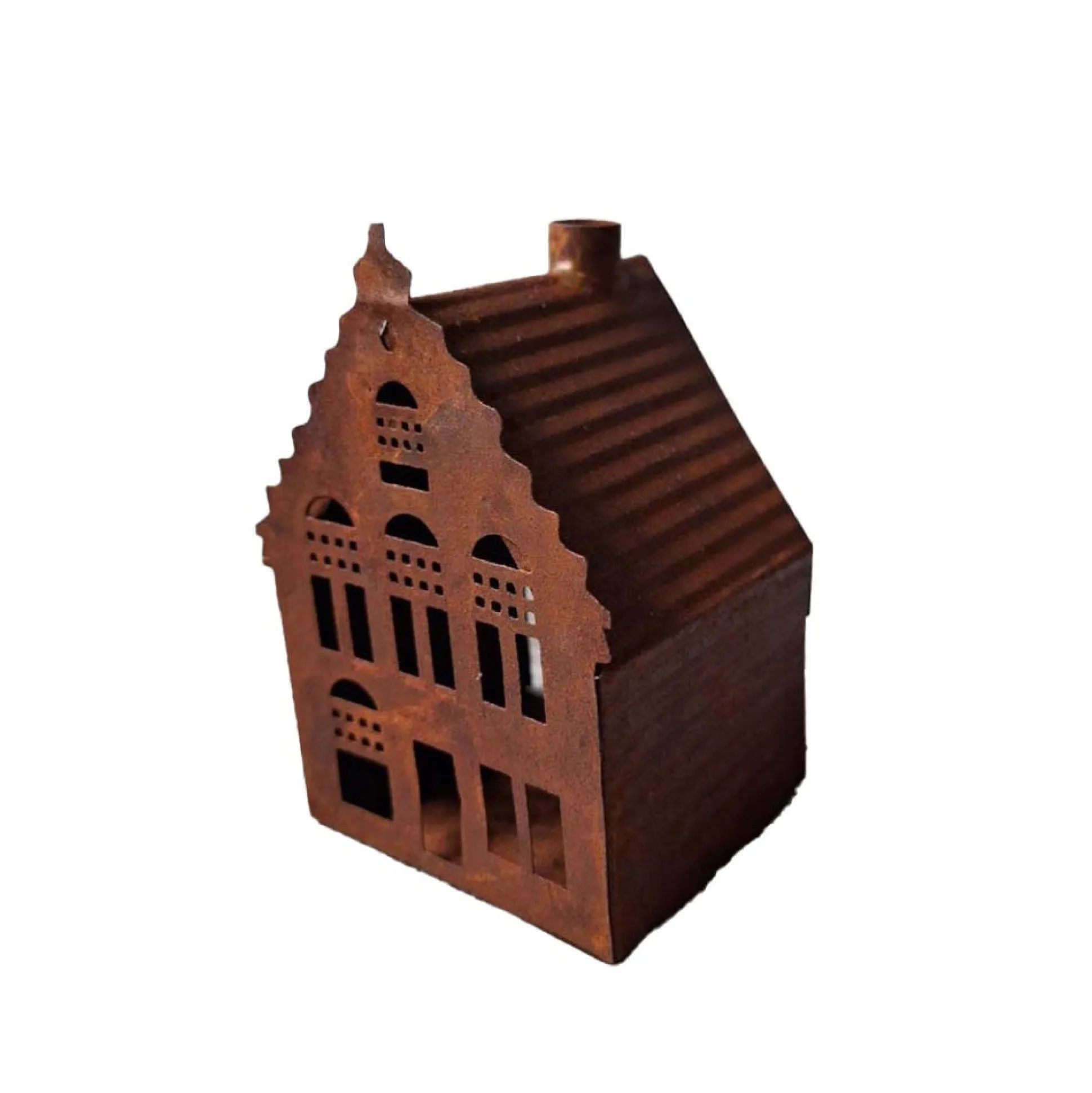 Huis deco 8 x 11 cm roest