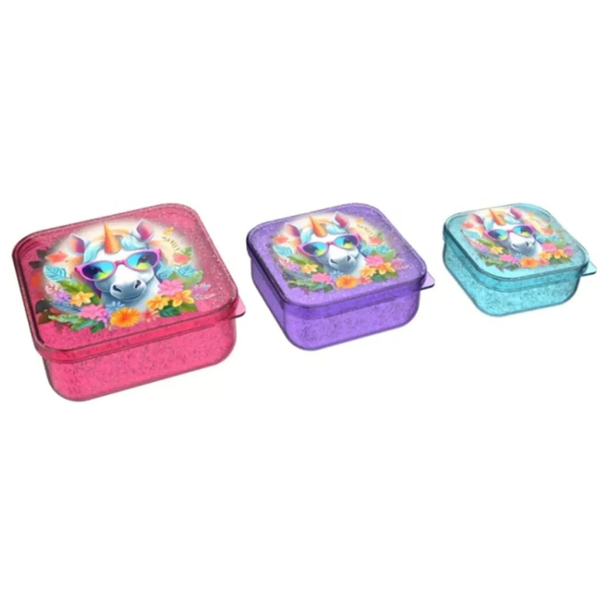 3-in-1 doosje unicorn glitter