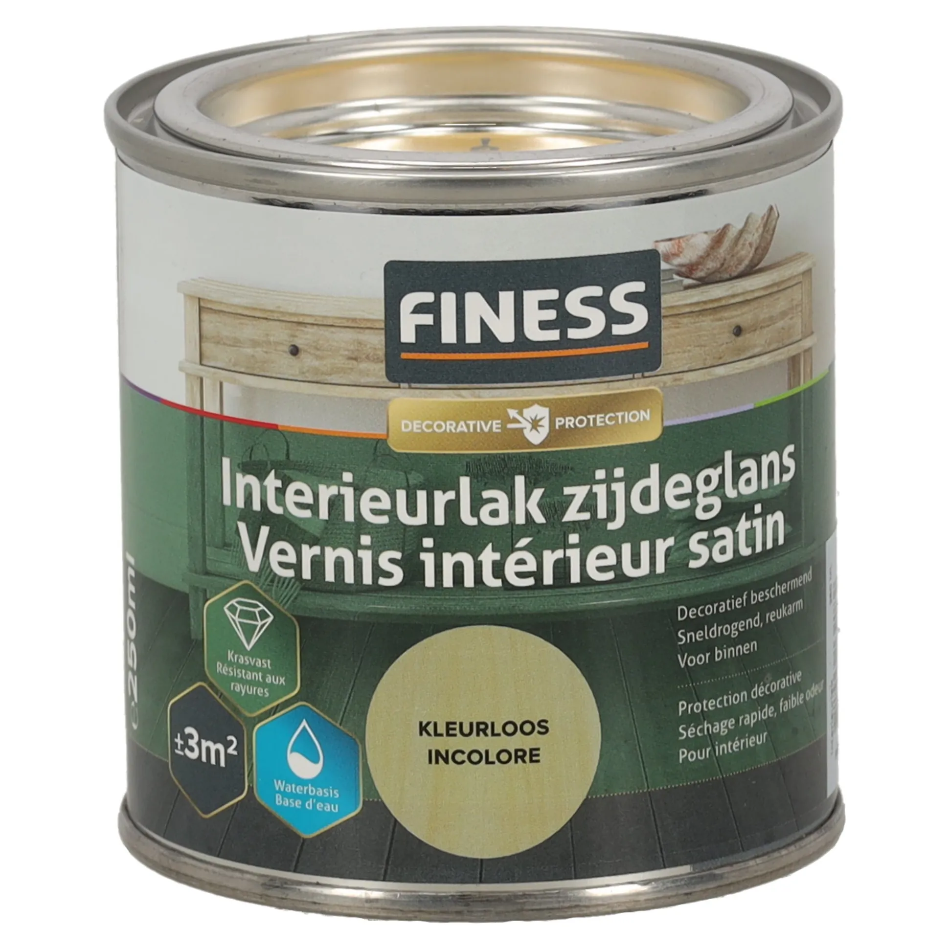 Interieurlak kleurloos 250ml Finess