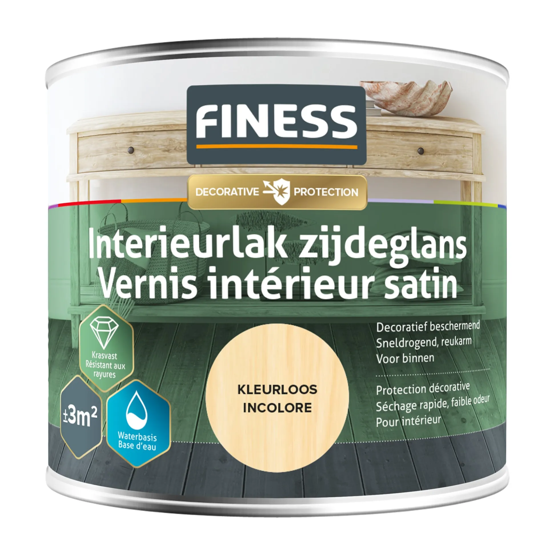 Interieurlak kleurloos 250ml Finess