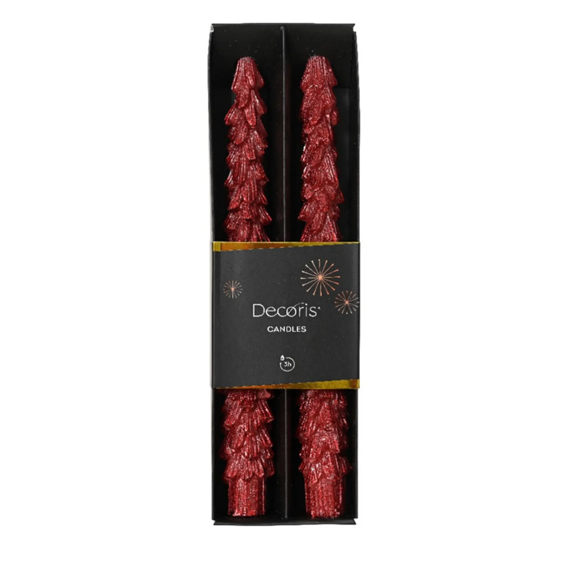 Kaars diner boom 25 cm rood 2st.