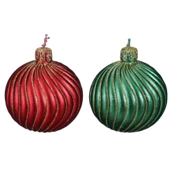 Kaars Kerstbal rood groen 7cm 2st