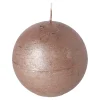 Kaars metallic bol 80mm bruin