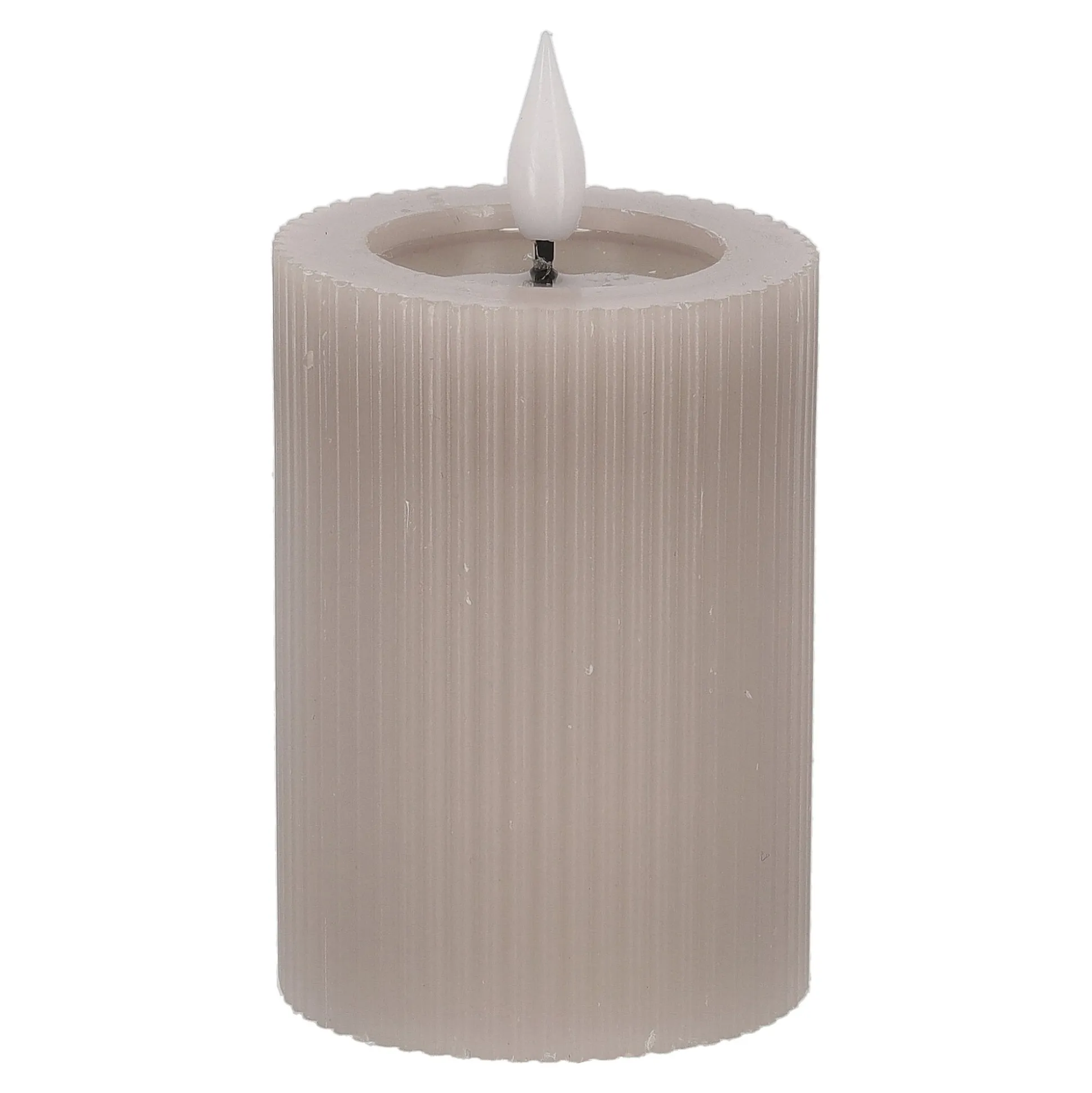 Kaars rib melt LED 7 x 10 cm taupe