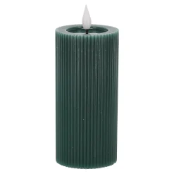 Kaars rib melt LED 7 x 15 cm donkergroen