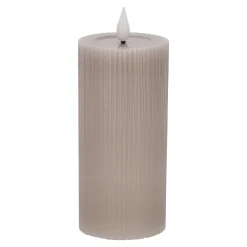 Kaars rib melt LED 7 x 15 cm taupe