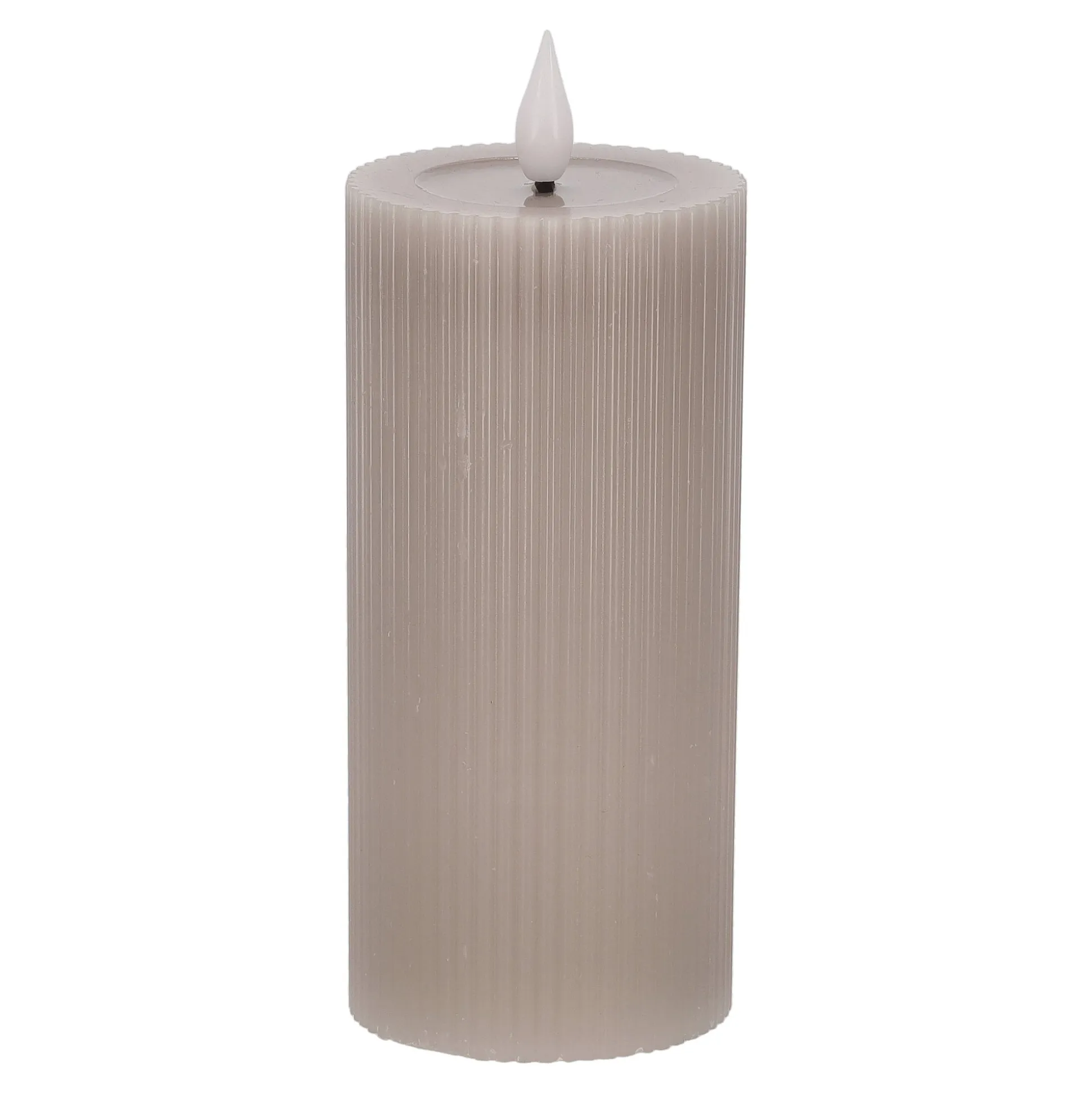 Kaars rib melt LED 7 x 15 cm taupe