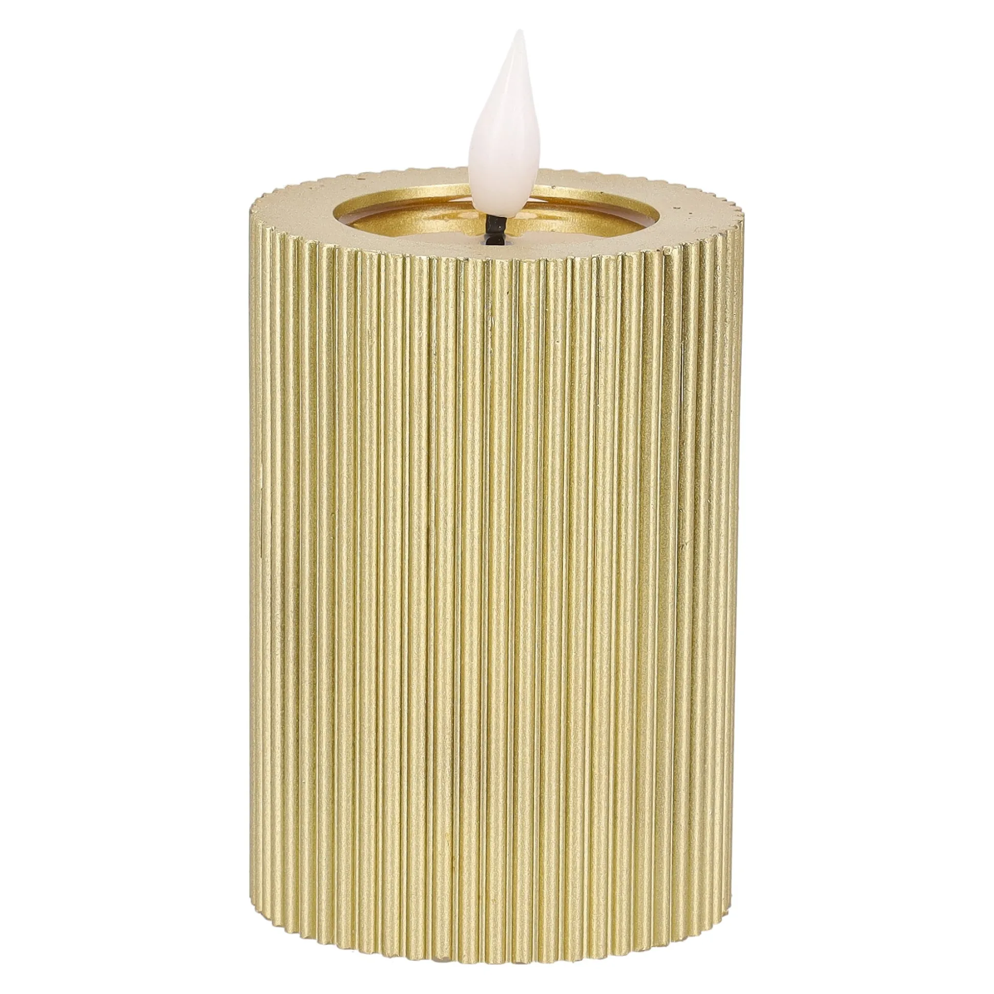 Kaars rib melt LED 7 x 10 cm goud