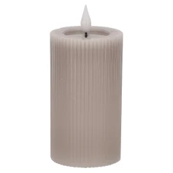 Kaars rib melt LED 7 x 12 cm taupe