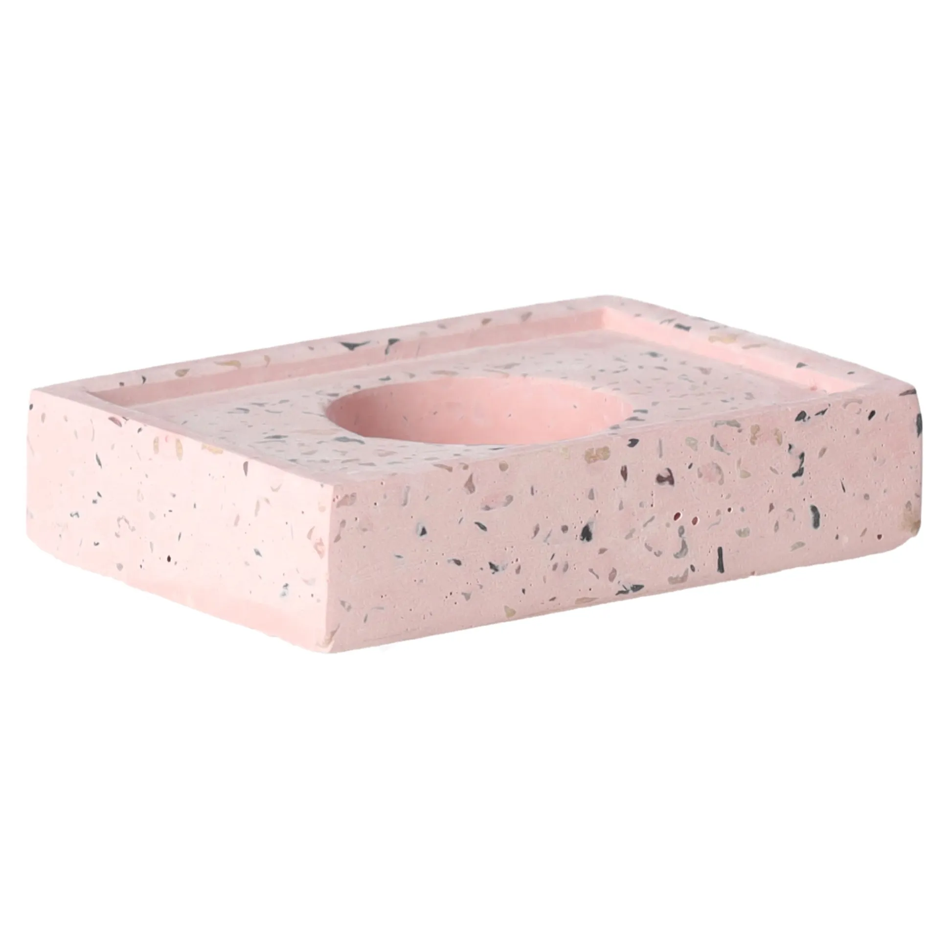 Kaarshouder cement roze 10 x 7 x 2 cm