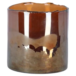 Kaarshouder glas bruin 12 cm
