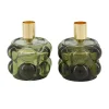 Kaarshouder glas groen 8 x 10 cm 2 assorti