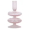 Kaarshouder glas roze 8 x 16 cm