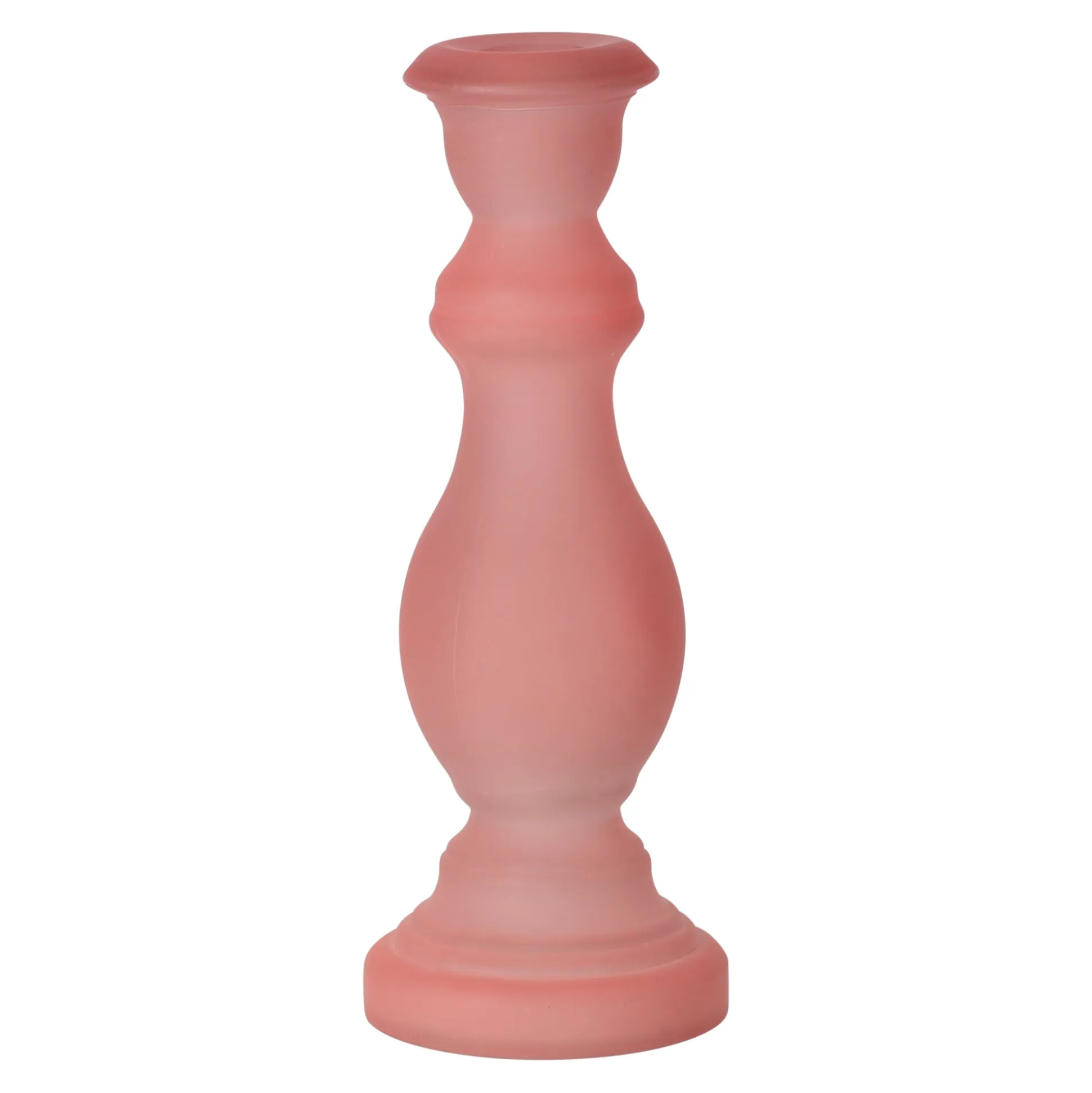 Kaarshouder van glas 7 x 20 cm roze, 2 assorti