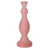 Kaarshouder van glas 10 x 30 cm roze, 2 assorti