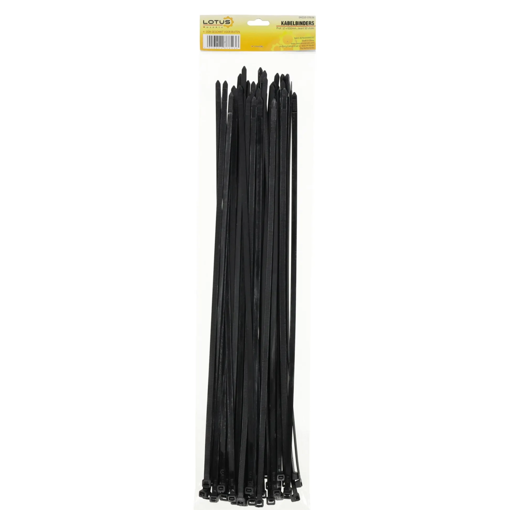 Kabelbinders 12x650 prof zwart 50stuks