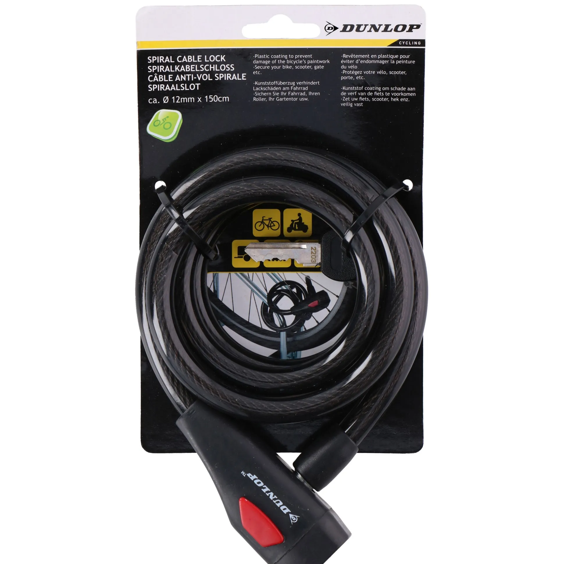 Kabelslot spiraal 150 cm Dunlop