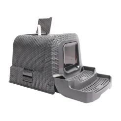 Kattenbak rattan grijs FP