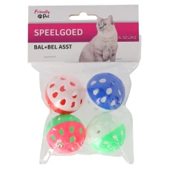 Kattenspeeltje bal + bel 4st assorti Friendly Pet