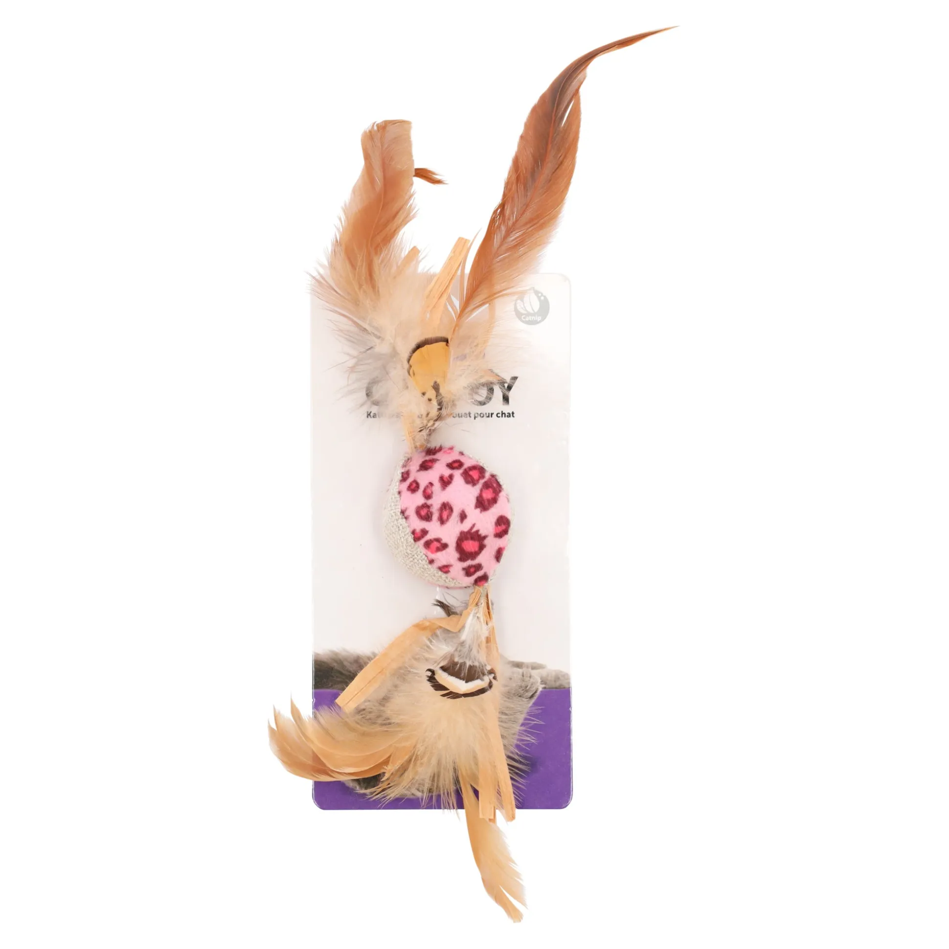 Kattenspeeltje bal leopard+veren