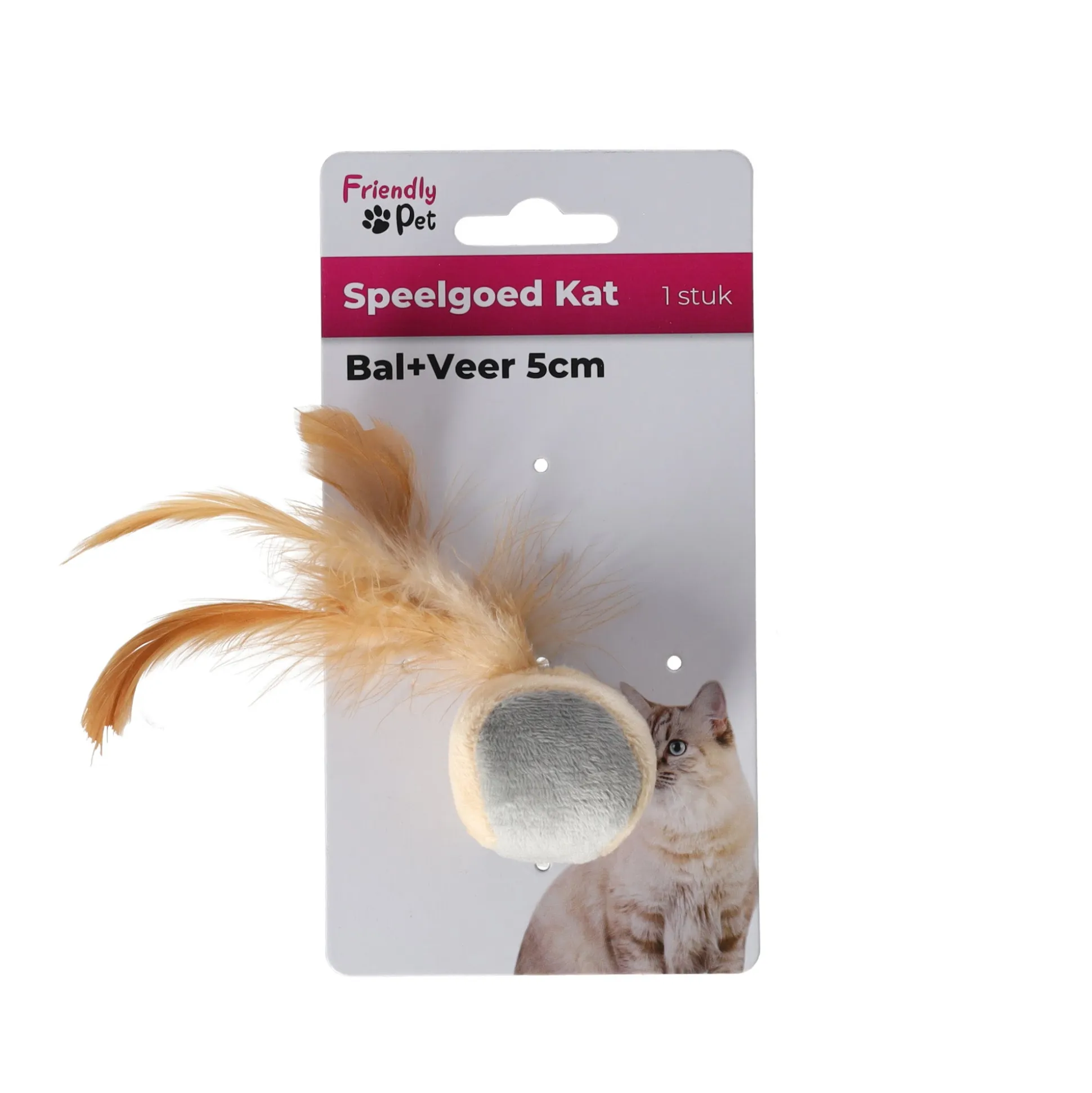 Kattenspeeltje bal+veer 5cm FP