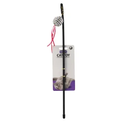 Kattenspeeltje hengel bal zilver assorti