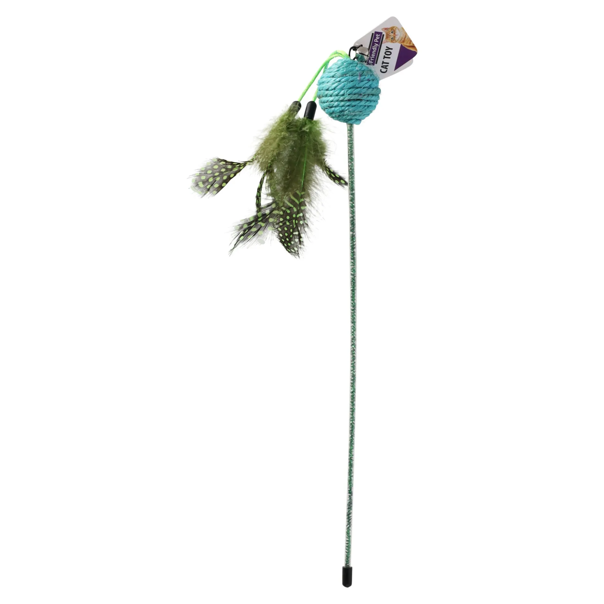 Kattenspeeltje hengel Glitty+bal 42cm assorti