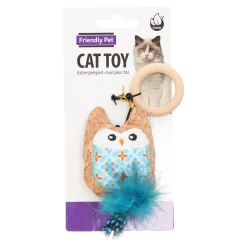 Kattenspeeltje kruk uil+koord assorti