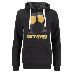 Kerst hoody Party Popper zwart XS