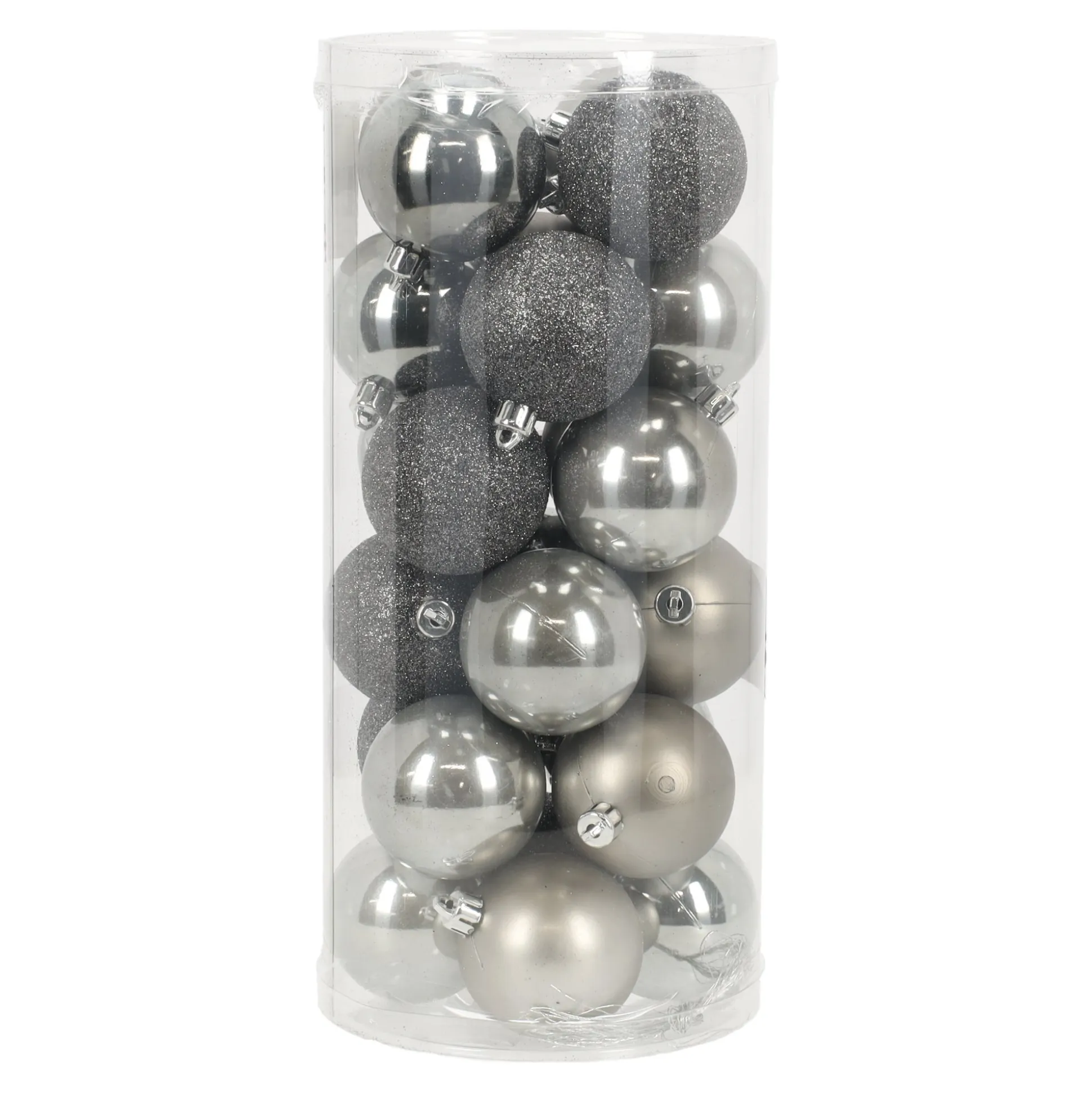 Kerstbal 6 cm mix koker 24st mouse grey