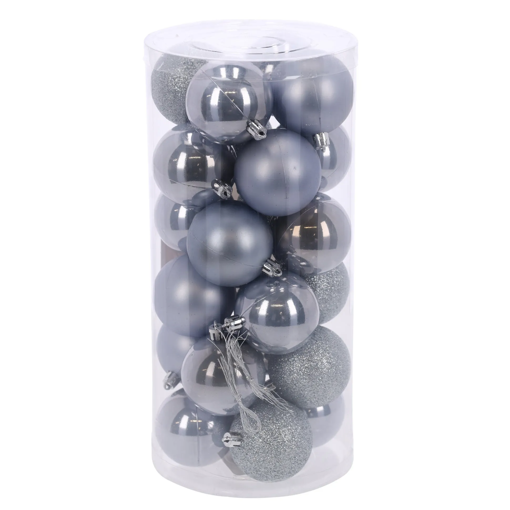 Kerstbal 6 cm mix 24st hazy blue