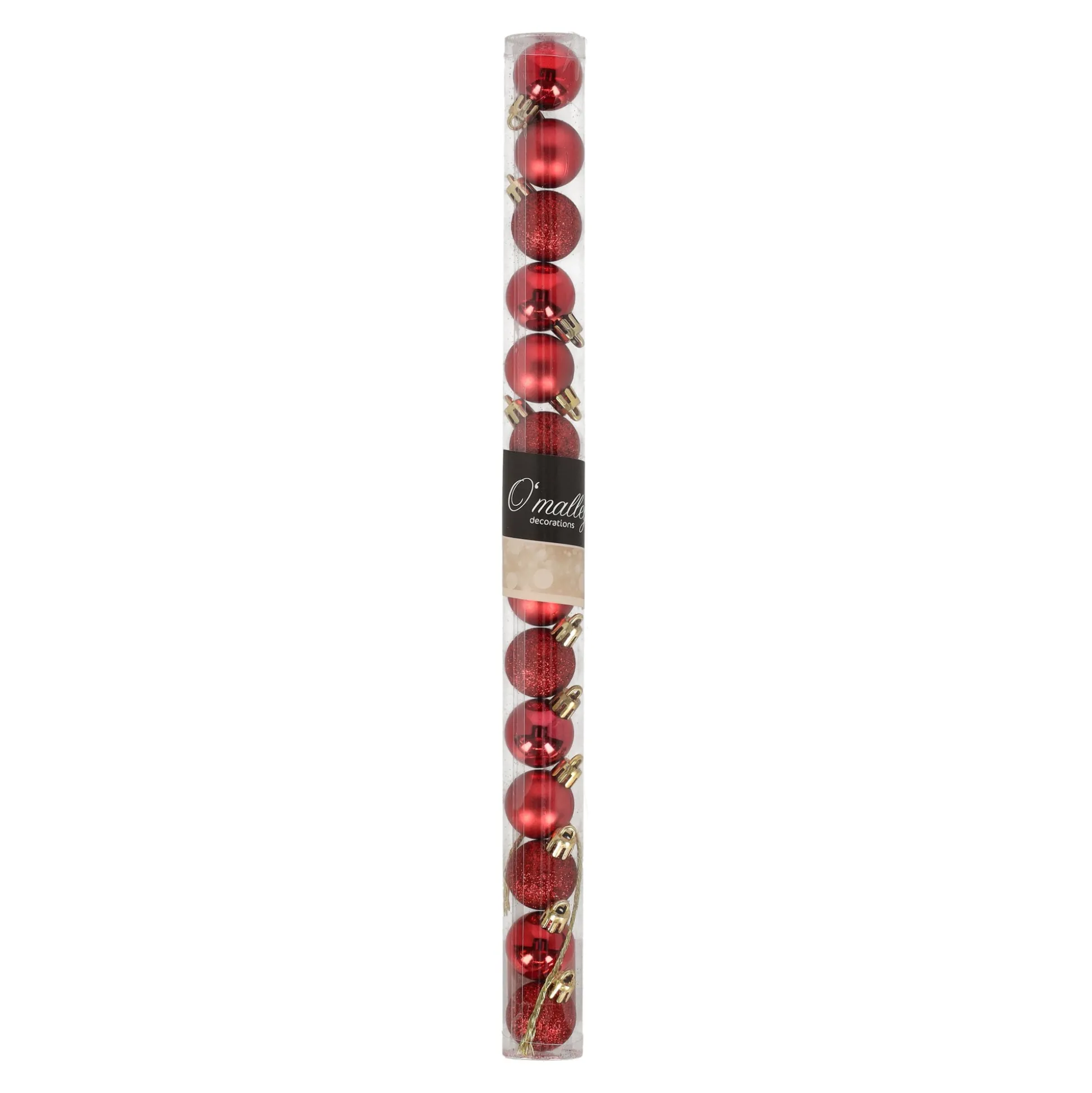 Kerstbal 3 cm mix tube 14st. rood