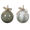Kerstbal 8 cm wit groen